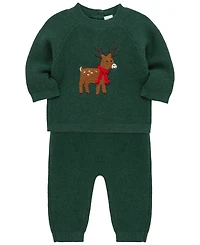 Little Me Baby Boys' Holiday Deer Graphic Sweatshirt and Pants, 2-Piece Set