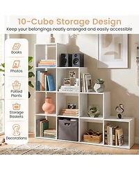 Sugift 4-Tier Stepped Bookshelf with 10 Cubes and Anti-Tipping Kits