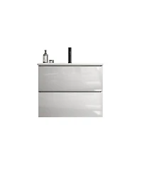 Sillysis 24'' Wall Mount Bathroom Vanity with Ceramic Sink, Glossy Floating Bathroom Vanity without Faucet, Pre-Assembled