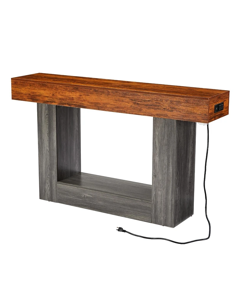 gaomon Console Table with Outlets and Led Lights
