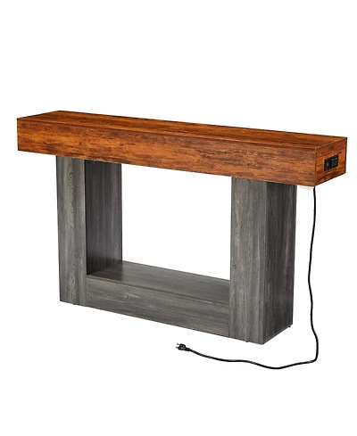 gaomon Console Table with Outlets and Led Lights