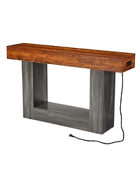 gaomon Console Table with Outlets and Led Lights