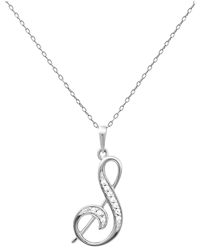 Diamond S Initial 18" Pendant Necklace (1/10 ct. t.w.) in Sterling Silver
