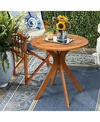 Mecale 27-Inch Round Eucalyptus Wood Outdoor Bistro Table