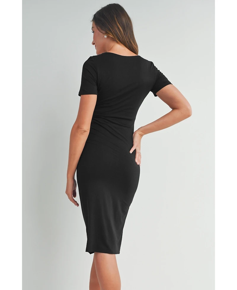 Hello Miz Maternity Square Neck Short-Sleeve Bodycon Dress