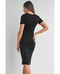 Hello Miz Maternity Square Neck Short-Sleeve Bodycon Dress