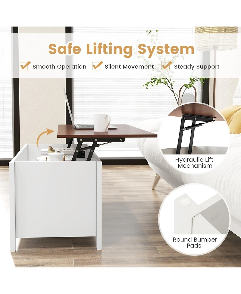 Gouun Lift Top Coffee Table with Hidden Storage Compartment
