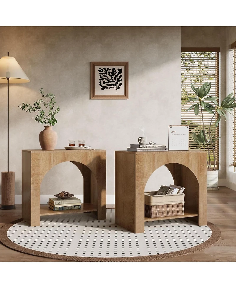 Tribesigns Farmhouse End Table with Pedestal Base