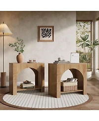 Tribesigns Farmhouse End Table with Pedestal Base