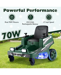 Hongge 12V Ride-On Mower with Spinning Blades and Led Lights, 77 lbs., Ages 3–8
