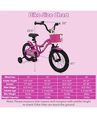 Hongge 14-Inch Kids Bike with Removable Training Wheels, Front Basket and Dual Brakes, Ages 3-5
