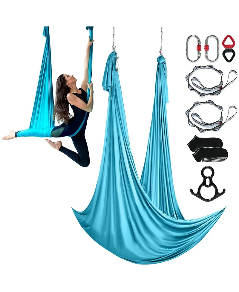 Hongge Aerial Silk and Yoga Swing Kit 11 Yards Nylon Hammock with Full Rigging Hardware for All Levels