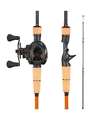 Hongge IM7 Carbon Fiber Baitcasting Rod and Reel Combo 6.5 ft with Cork Handle and Ceramic Ring Guides