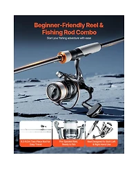 Hongge Two-Piece IM6 Spinning Rod and Reel Combo 6.5 ft with Eva Handle and Reversible Left or Right Crank