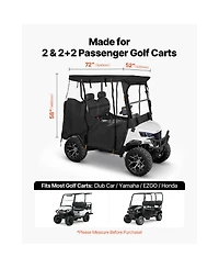 Hongge Visible Full Enclosure Golf Cart Cover for 2-Passenger Carts with Clear Windshield and Windproof Hooks