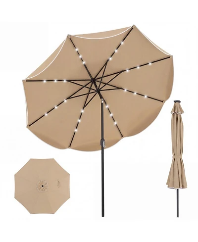 Gouun 10 feet Scalloped Solar Patio Umbrella with 24 Led Lights and Tilt