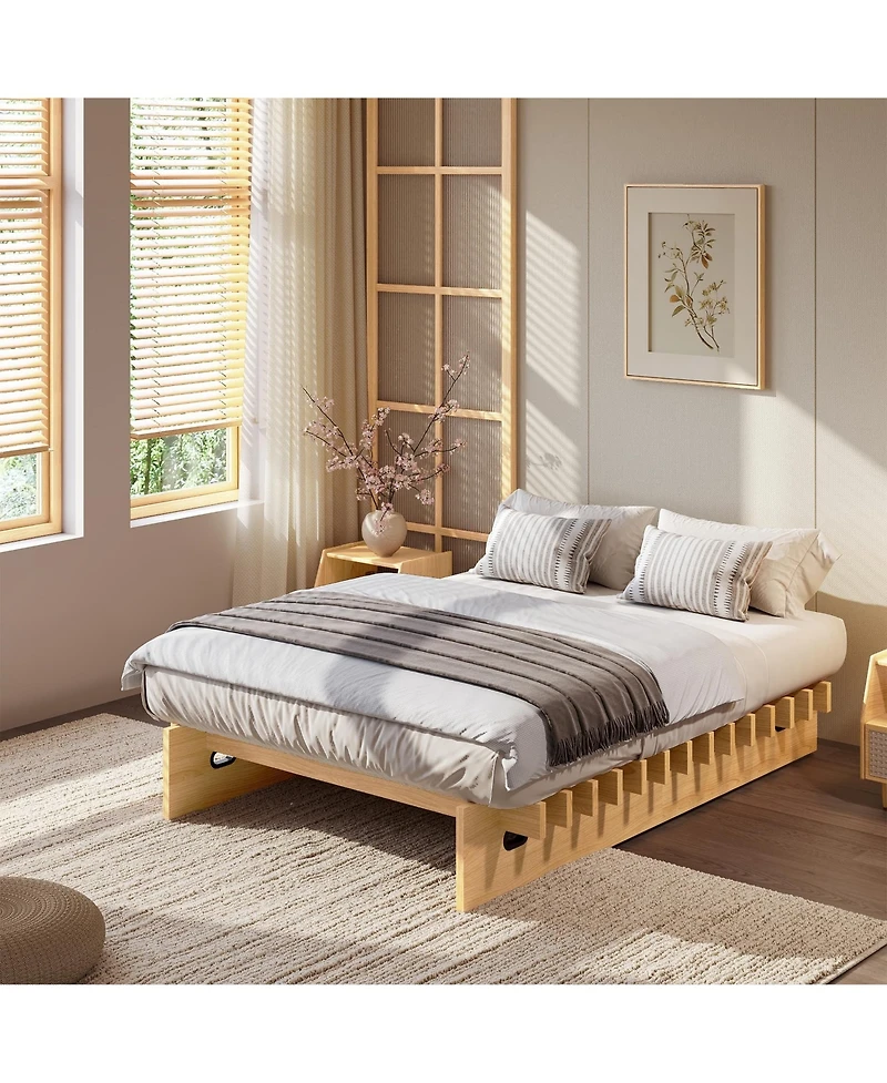 homfan Mortise and Tenon Platform Bed Frame