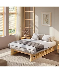 homfan Mortise and Tenon Platform Bed Frame
