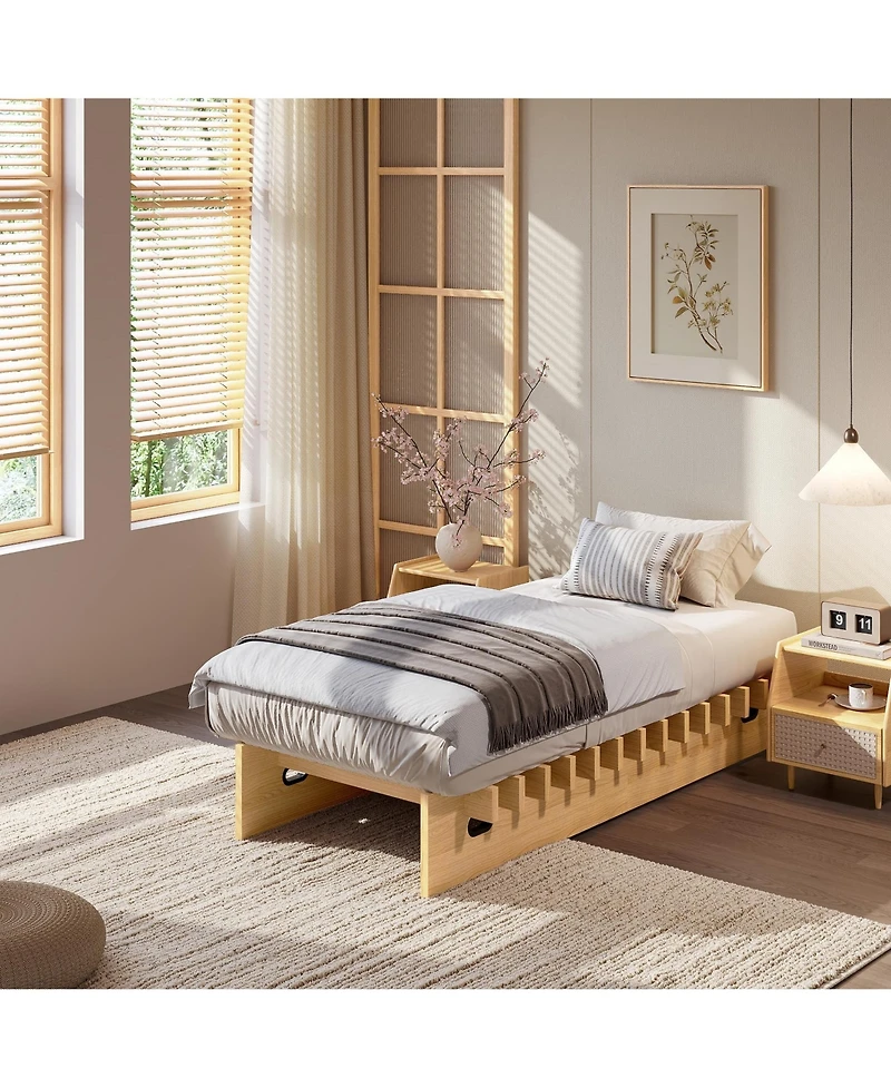 homfan Mortise and Tenon Platform Bed Frame