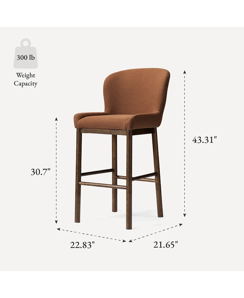Maven Lane Gia Wingback Upholstered Kitchen Bar Stool with Back