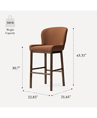 Maven Lane Gia Wingback Upholstered Kitchen Bar Stool with Back