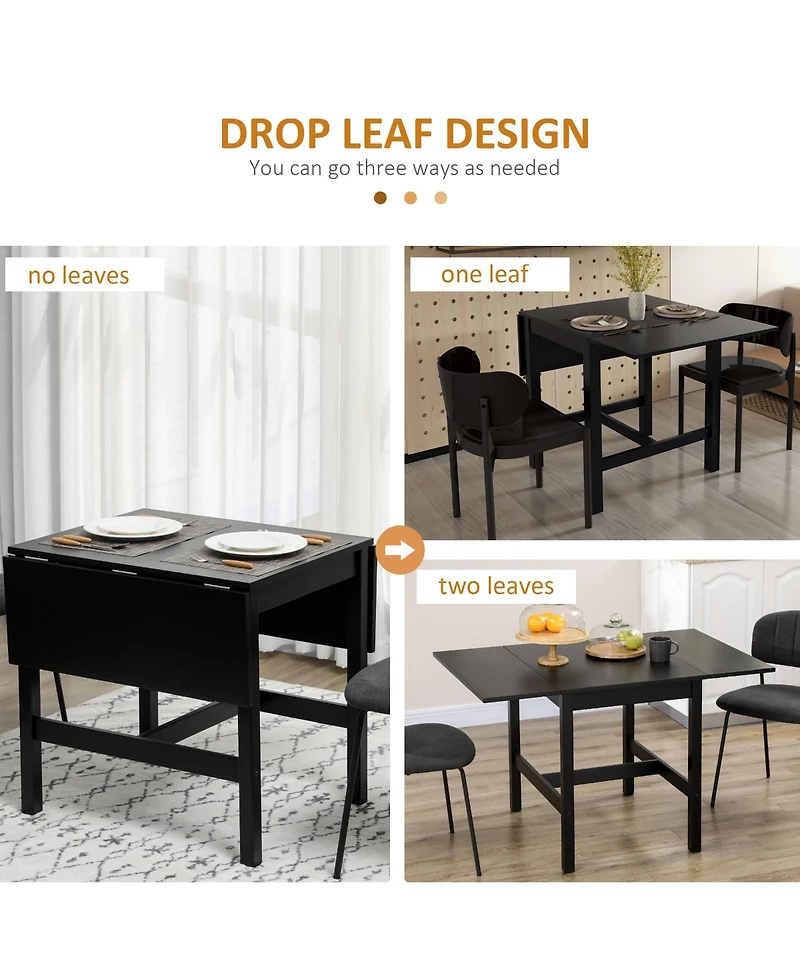 Homcom Foldable Dining Table Drop Leaf Table with Solid Wood Frame