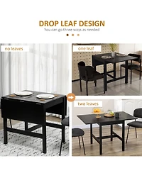 Homcom Foldable Dining Table Drop Leaf Table with Solid Wood Frame