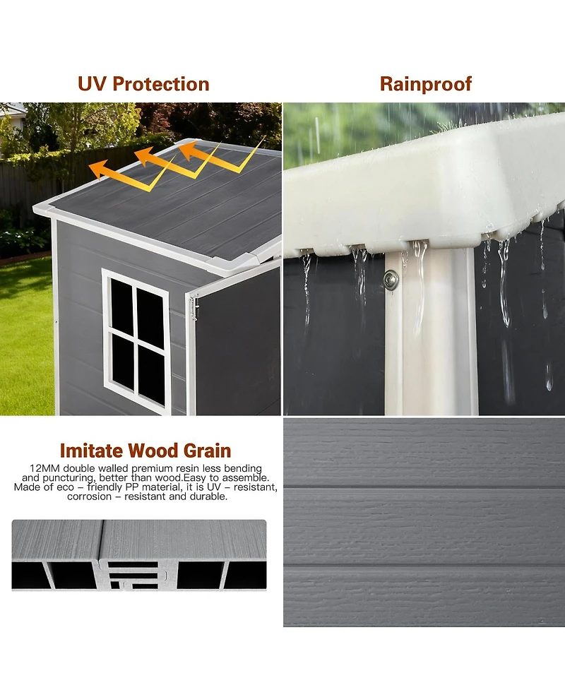 Streamdale Furniture 6x 4 Feet Plastic Outdoor Storage Shed with Lockable Door