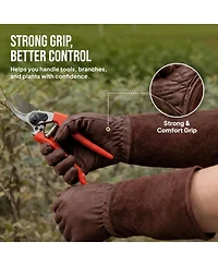 Xdovet Thorn Proof Gardening Gloves Long Rose Pruning Cowleather Gauntlet Forearm Protection