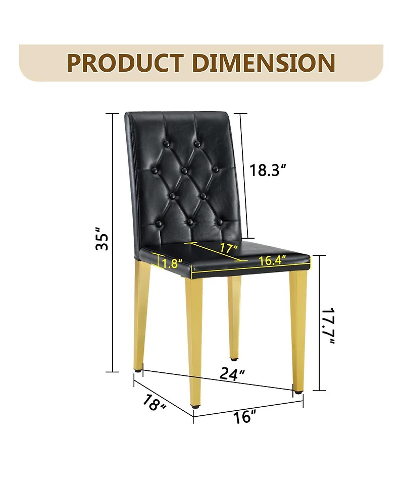 Streamdale Furniture 2-Pack Pu Dining Chairs with Metal Legs
