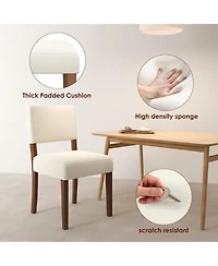 homfan Dining Chairs Set of 6 Upholstered Fabric Armless Kitchen Side Chairs with Wood Legs Padded Seat and Back for Dining Room Living Room