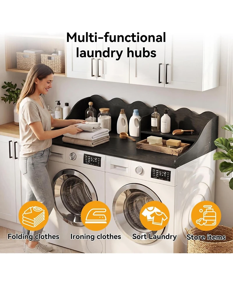 Tribesigns 54" Washer Dryer Countertop with Shelf