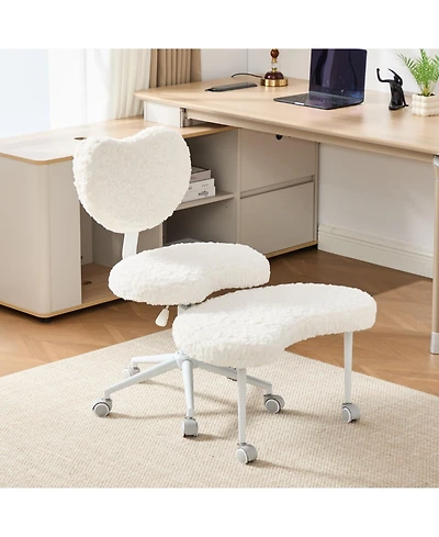 Clihome Artificial Rabbit Hair Meditation Chair Plus, Cross Legged Chair, Criss Cross Desk Chair