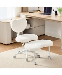 Clihome Artificial Rabbit Hair Meditation Chair Plus, Cross Legged Chair, Criss Cross Desk Chair