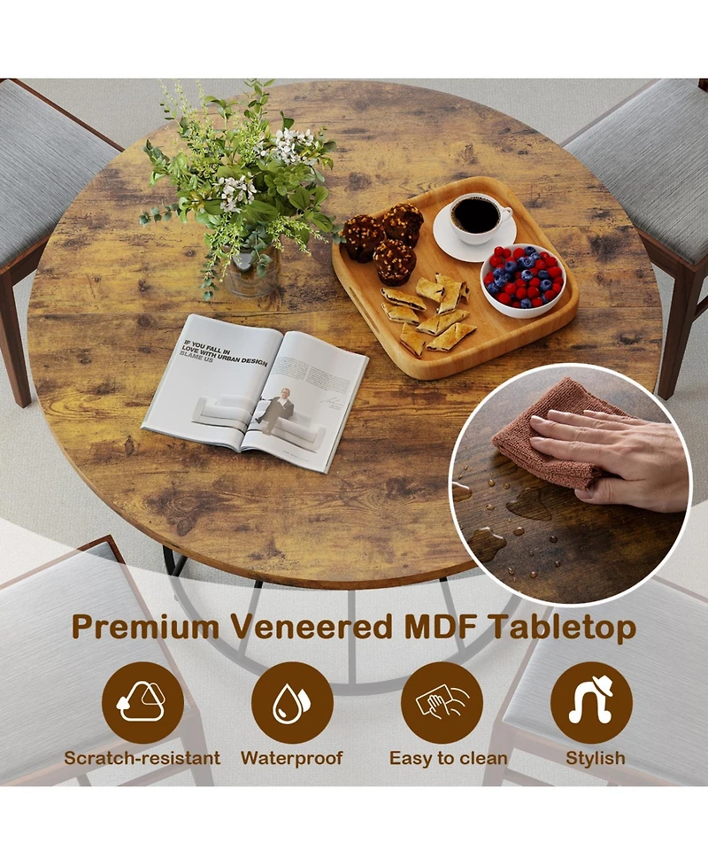 Mecale 47-Inch Round Farmhouse Dining Table for 4
