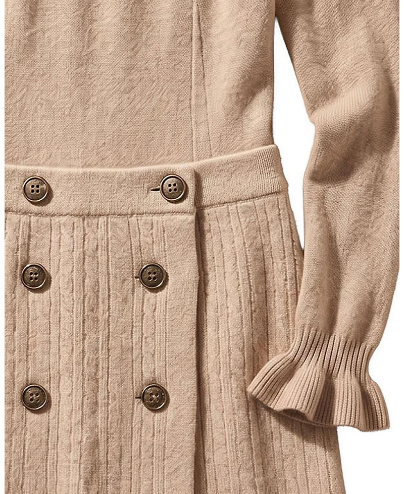 Hope & Henry Little Girls and Organic Mock Neck Ruffle Edge Sweater Dress
