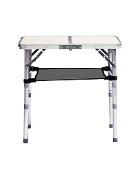 Mountaintop Folding Camping Table, Lightweight Aluminum Outdoor Table with Mesh Shelf, 2 Height Settings, Foldable for Picnic & Travel.