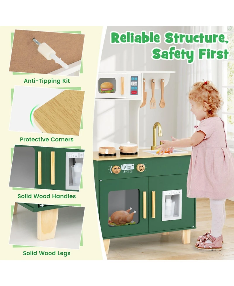 Sugift Compact Microwave Play Kitchen With Clicking Knobs, Ages 3-6
