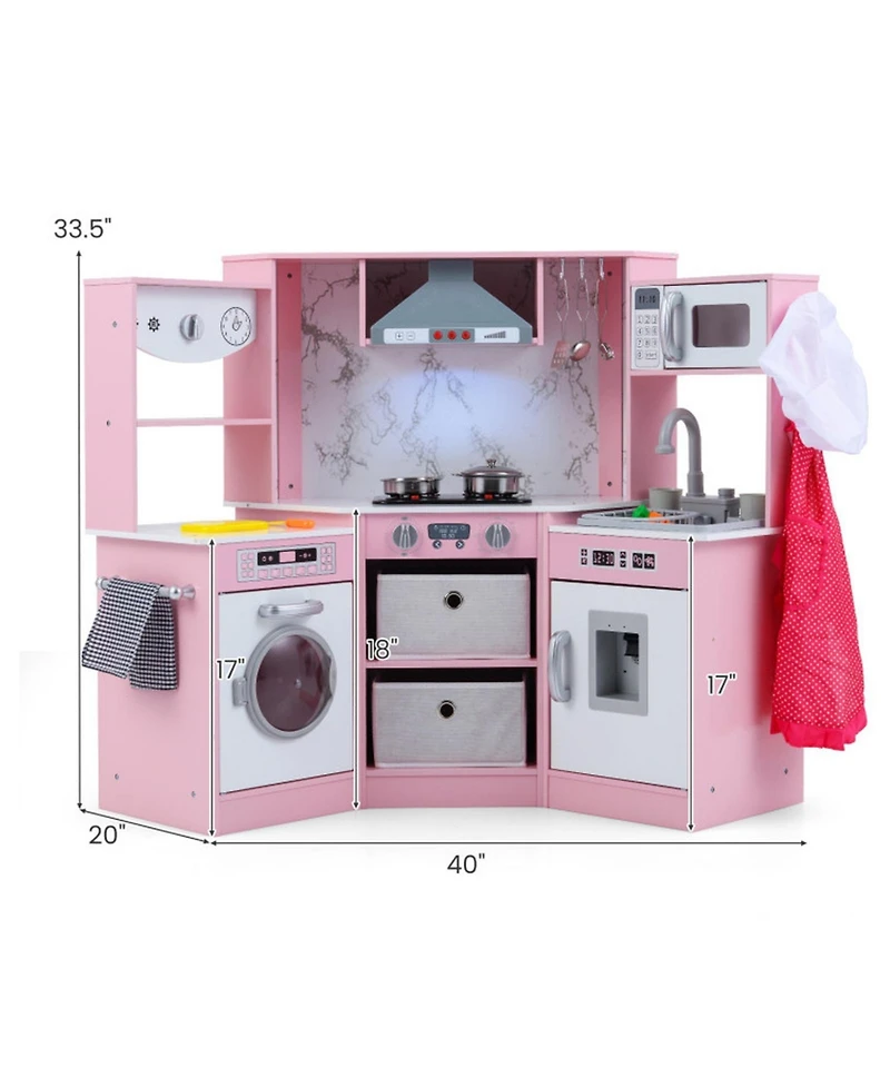 Sugift Interactive Play Kitchen with Circulating Water Sink and Lights and Sounds, Ages 3+
