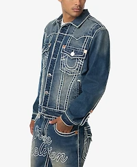 True Religion Men's Jimmy Rope Stitch Oversized Denim Jacket