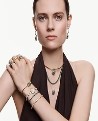 Swarovski Gold-Tone Plated Green Crystal Earrings