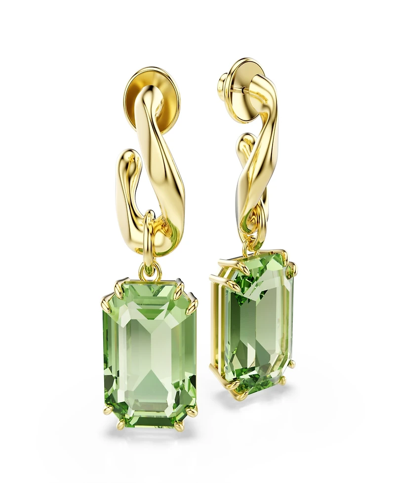 Swarovski Gold-Tone Plated Green Crystal Earrings