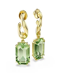 Swarovski Gold-Tone Plated Green Crystal Earrings
