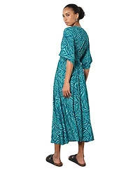 Apricot Women's Zebra-Print Smocked-Waist V-Neck Maxi Dress