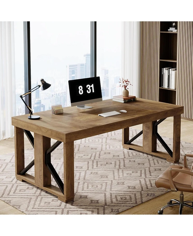 Tribesigns 70.87" Executive Desk with Double Pedestal