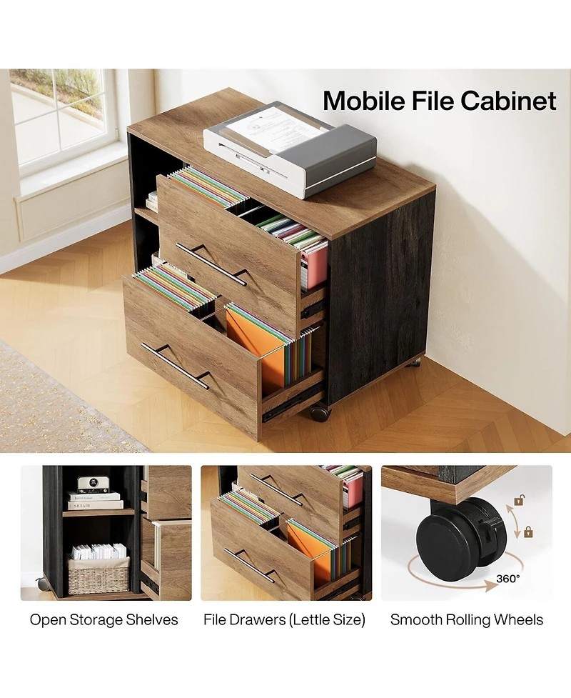 Tribesigns 70.86" L-Shaped Desk with File Cabinet