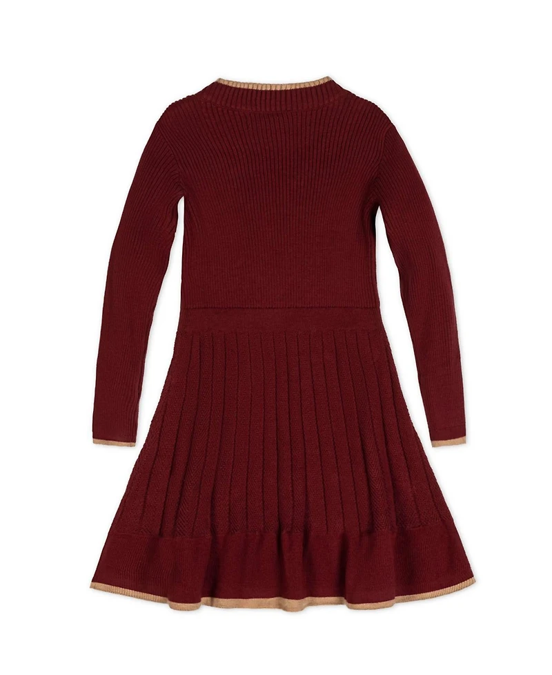 Hope & Henry Little and Big Girls (6 - 12) Organic Mock Neck Flounce Hem Sweater Dress