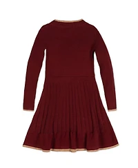 Hope & Henry Little and Big Girls (6 - 12) Organic Mock Neck Flounce Hem Sweater Dress