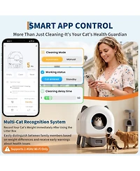 20.6 x 22.8 x 21.7 in Self-Cleaning Cat Litter Box, Automatic Smart Cat Toilet with App Control, Odor Control for Indoor Multi Cats