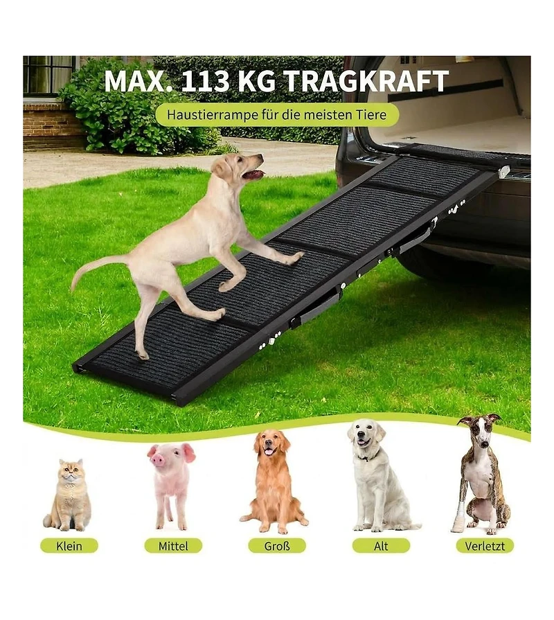 63 in Dog Ramp for Car Suv Truck, Foldable Non-Slip Aluminum Frame Pet Ramp for Large Dogs